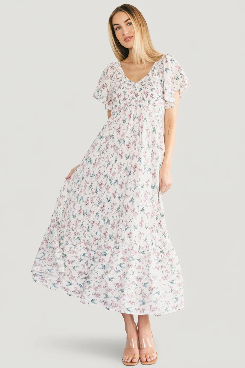 Joanie Smocked Dress | Cream Multi Floral | Baltic Born