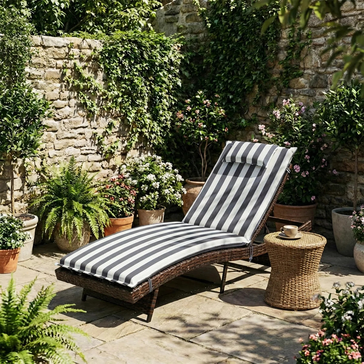 Outdoor Lounge Chair Cushion with Headrest, 79 x 25 x 3.2 Inch | Wayfair North America