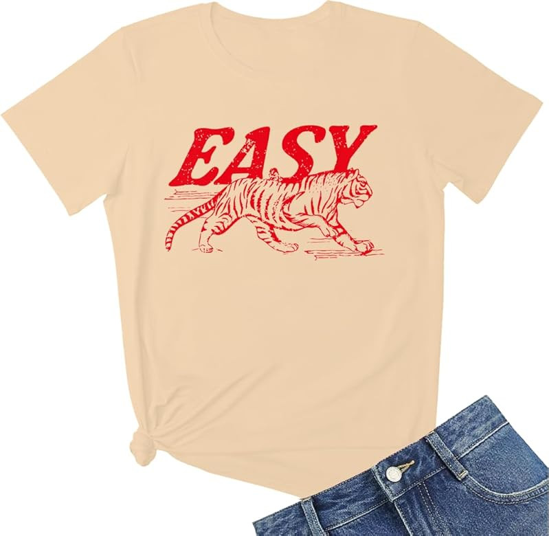 Easy Tiger TShirt, Easy Tiger Tee, Easy Tiger Shirt, Easy Tiger Animal Graphic TShirt, Funny Tige... | Amazon (US)