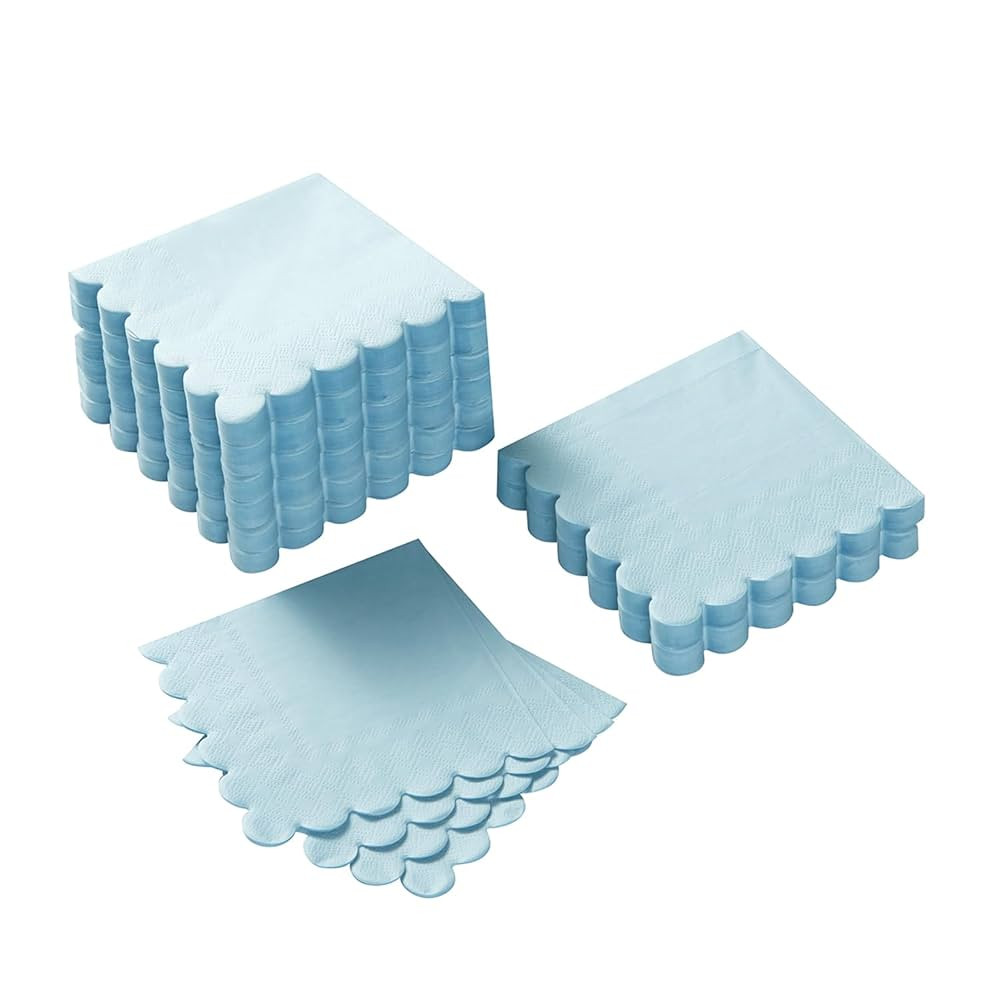 200 Pack Cocktail Napkin 2-Ply Scalloped Edged Dessert Napkins Folded 5 x 5 Inches Disposable Nap... | Amazon (US)