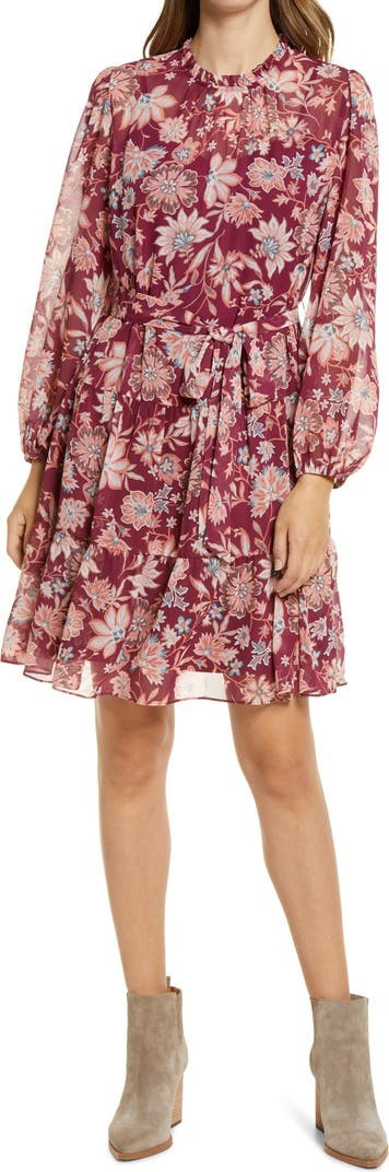 Floral Long Sleeve Chiffon Dress | Nordstrom
