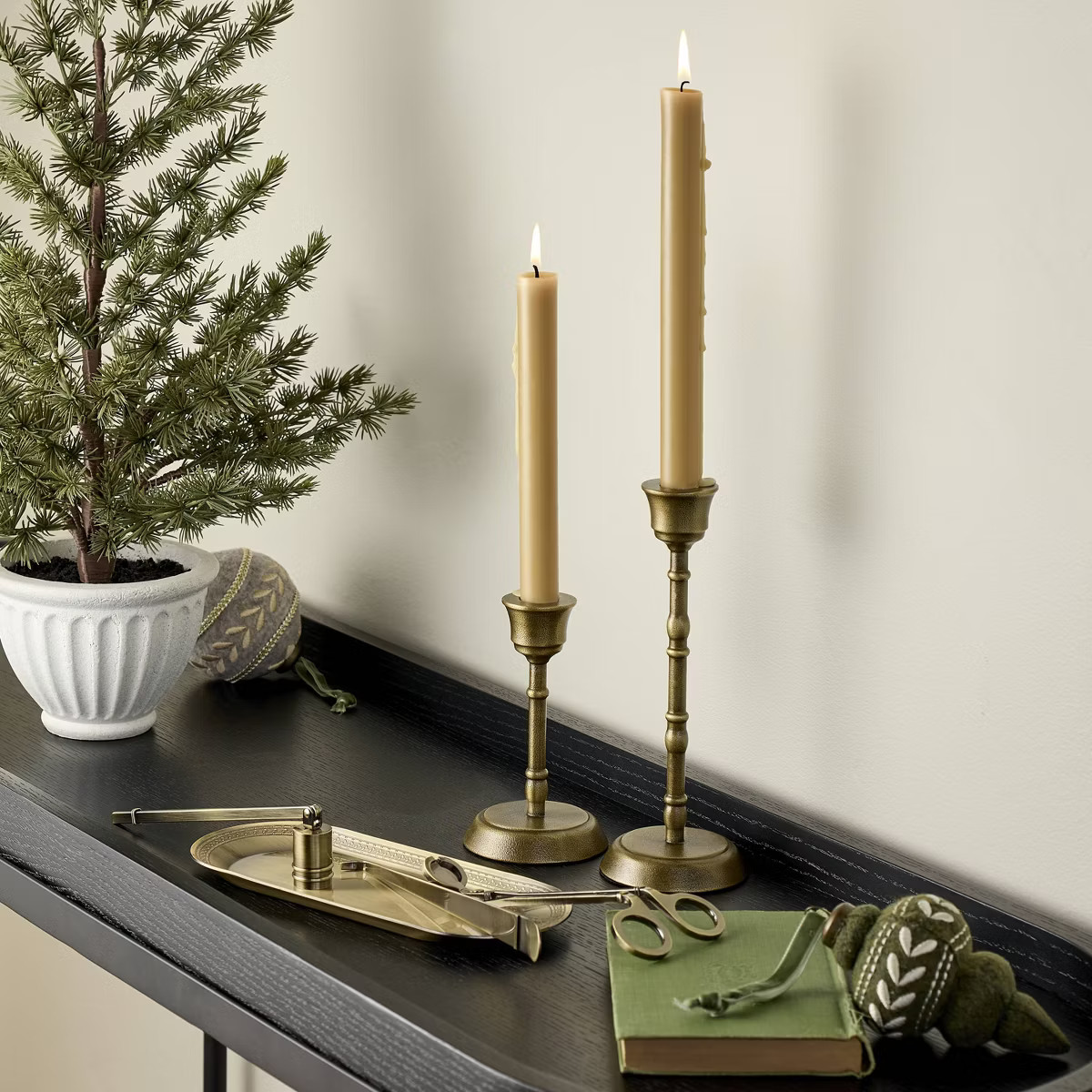 Brass Taper Candlesticks Antique Finish (Set of 2) - Hearth & Hand™ with Magnolia: Farmhouse Ca... | Target