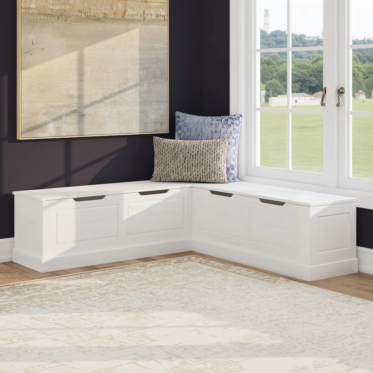 Eslick Solid Wood Corner Breakfast Nook Bench with Storage | Wayfair North America