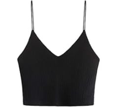 SheIn Women's Casual V Neck Sleeveless Ribbed Knit Cami Crop Top | Amazon (US)