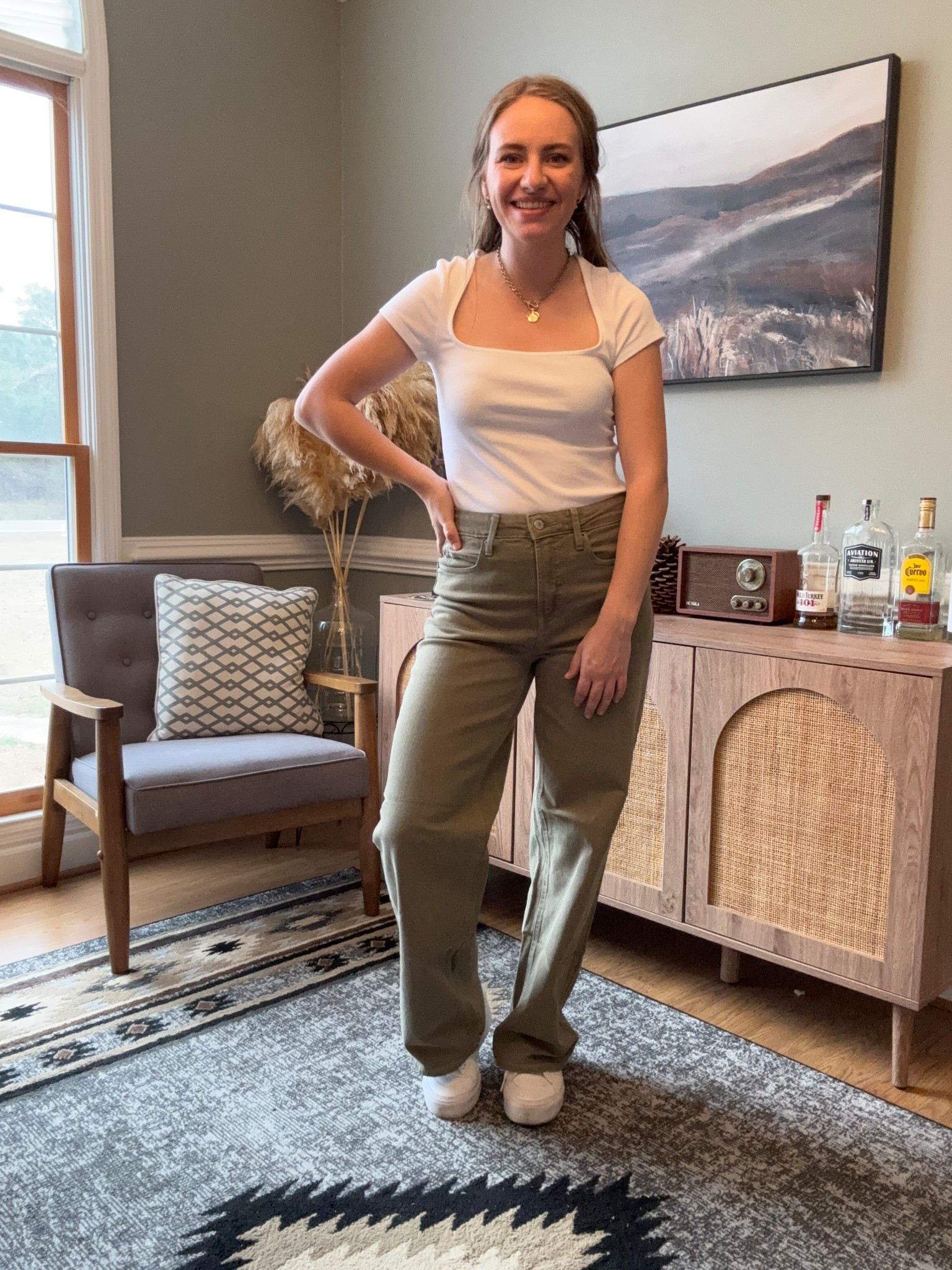 Old Navy spring try on with these green wide leg flare pants and the square neck tshirt! Love these pants and true to size! The tshirt is comfy but needs a strapless bra

#LTKSaleAlert #LTKSeasonal #LTKFindsUnder50