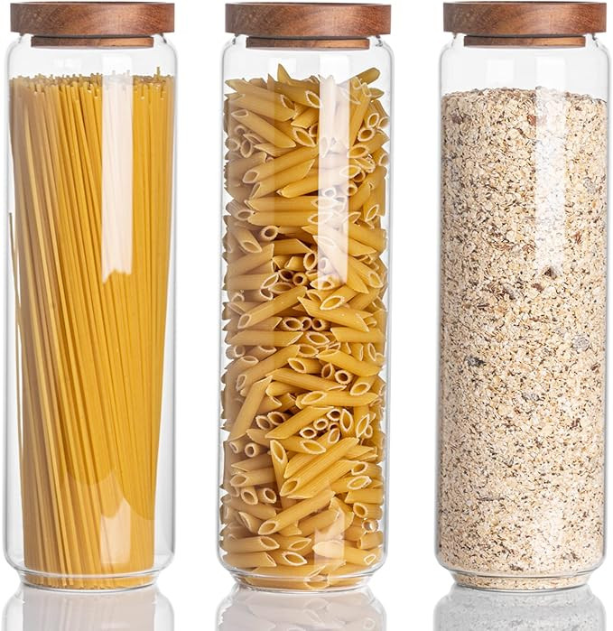 Kanwone Airtight Food Storage Containers Set of 3, 54 Ounce Glass Storage Containers with Bamboo ... | Amazon (US)