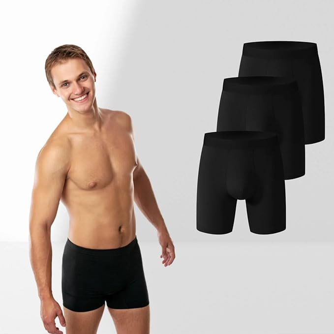 3 Pack Men's Boxer Briefs, Soft and Breathable Cotton Underwear with Comfort Waistband | Amazon (US)