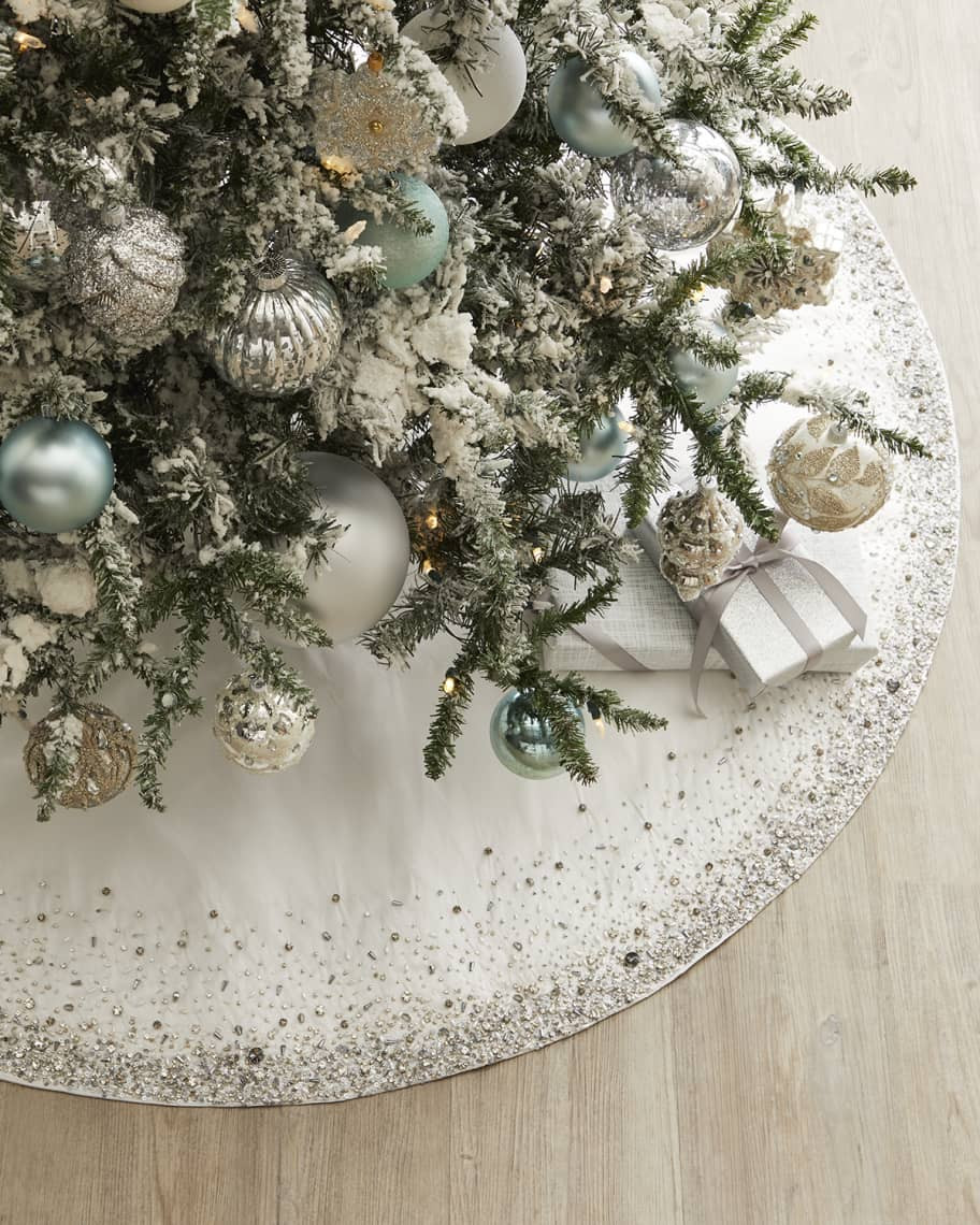 Neiman Marcus Scattered Crystal & Silvertone Tree Skirt | Neiman Marcus