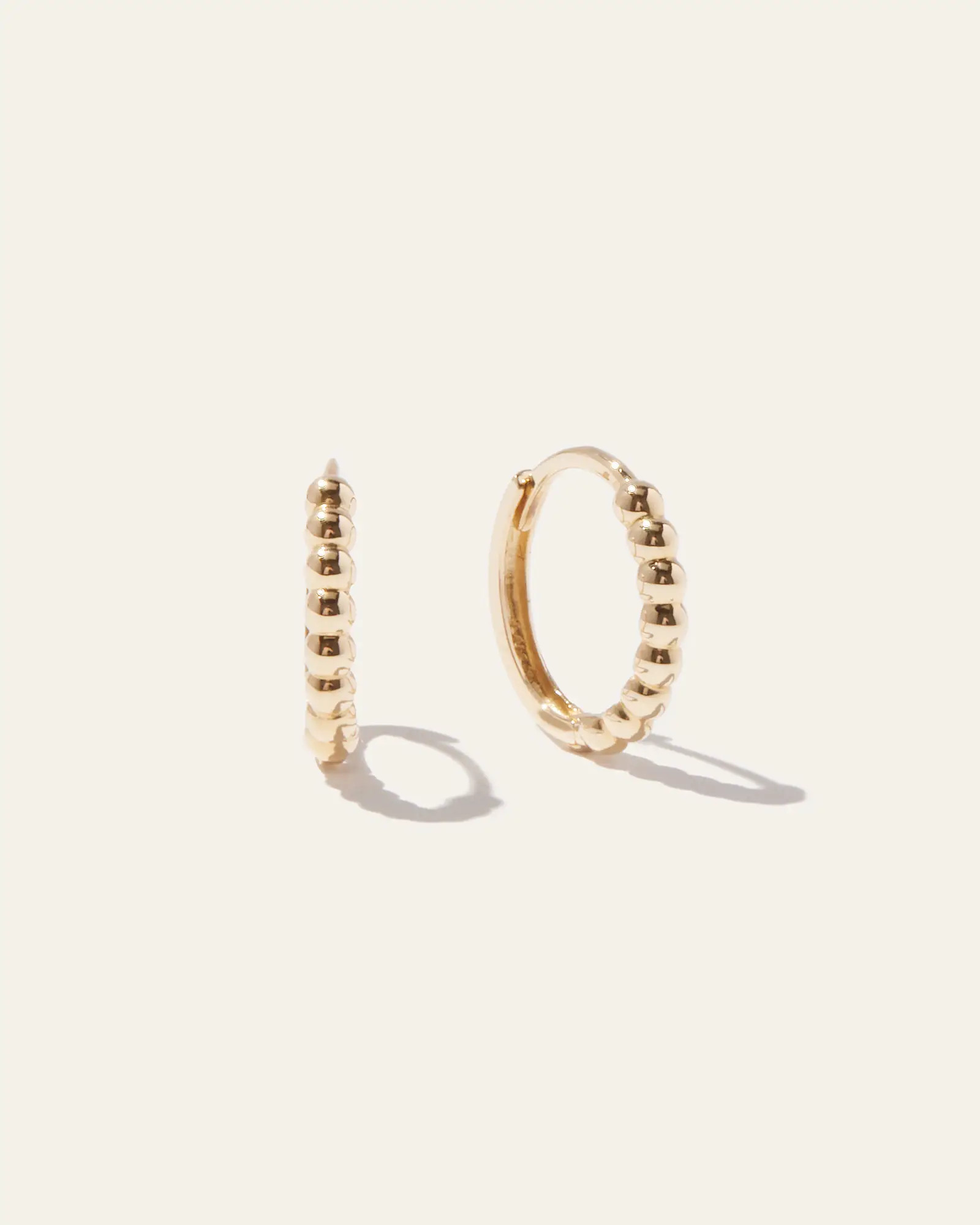 14k Gold Beaded Hoops in Yellow Gold | Quince