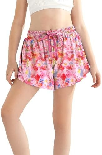 Girls Skorts Flowy Butterfly Shorts Spandex 2 in 1 with Pocket Skirt for Kids Tennis, Athletic, R... | Amazon (US)