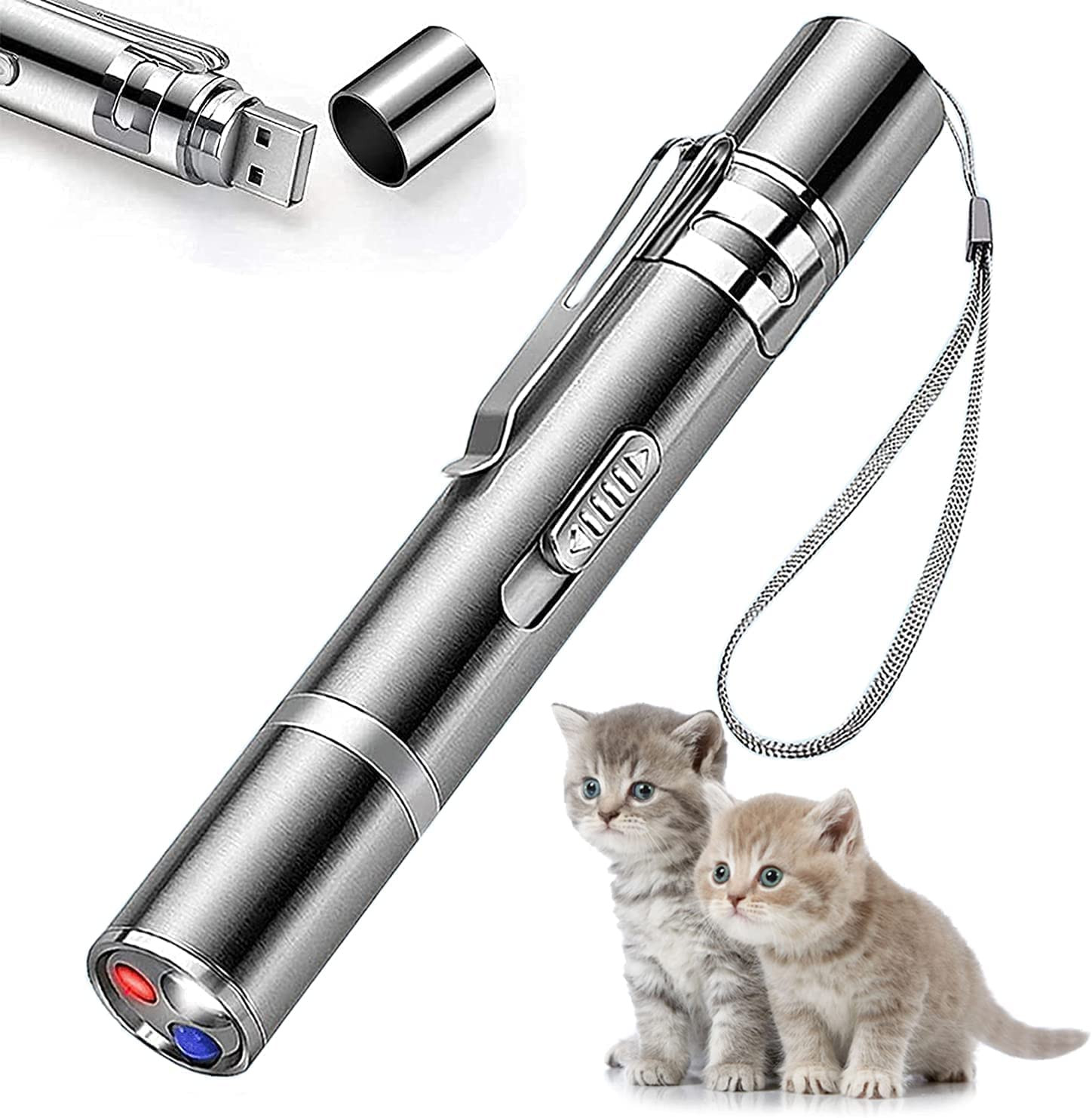 Cat Toys Laser Pointer for Indoor, Rechargeable, 7 Adjustable Wand Red Light Pet Interactive Cat ... | Amazon (US)