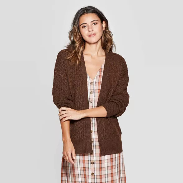 Women's Honeycomb Long Sleeve Open Neck Layering Sweater - Universal Thread™ | Target