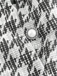 SHEIN MOD Women's 2 In 1 Black Waist-Cinching Long Sleeve Flounced Lightweight Blazer , Business ... | SHEIN