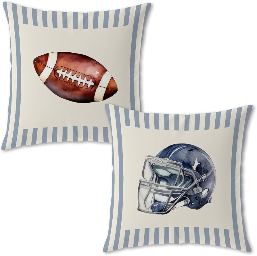 Amazon.com: Trenstise Vintage Blue Striped Football Pillow Covers 18x18, Football Lover Player Fa... | Amazon (US)