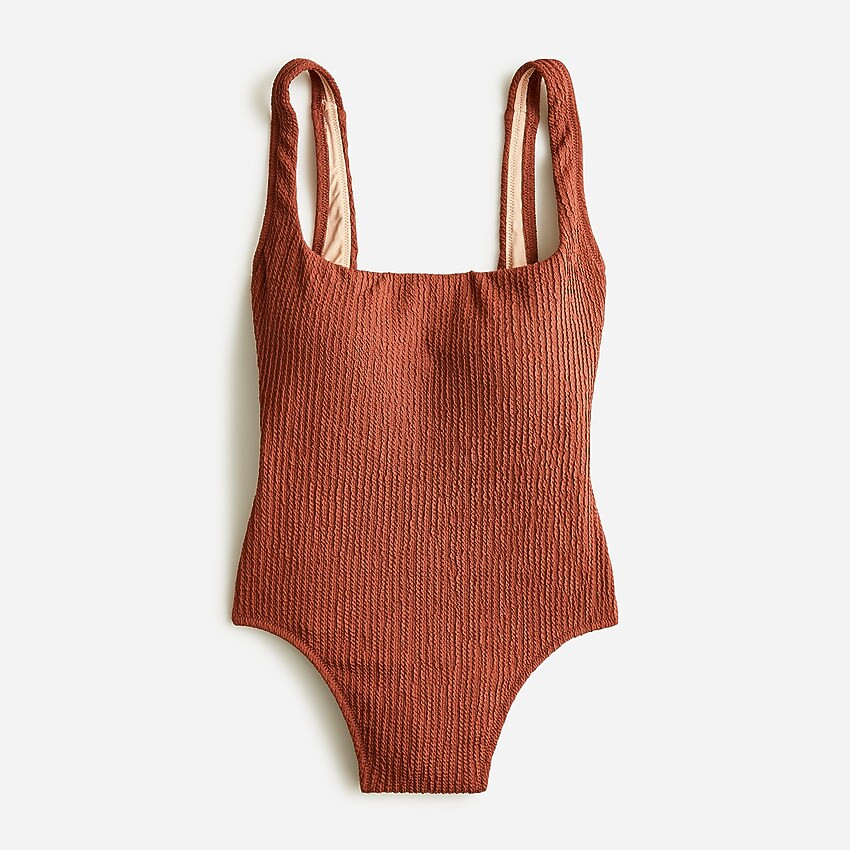 Long torso Long-torso textured squareneck one-piece | J. Crew US