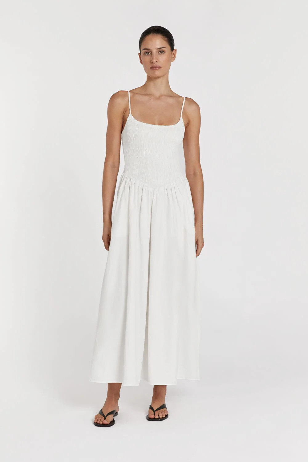 MILANO WHITE COTTON MIDI DRESS | DISSH