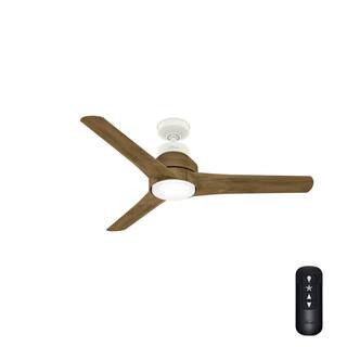 Hunter Lakemont 52 in. Integrated LED Indoor/Outdoor Matte White Ceiling Fan with Light Kit and R... | The Home Depot