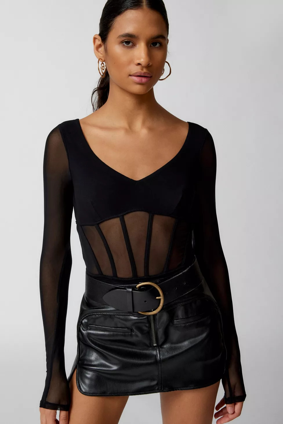 Out From Under Kiera Mesh Corset Bodysuit | Urban Outfitters (US and RoW)
