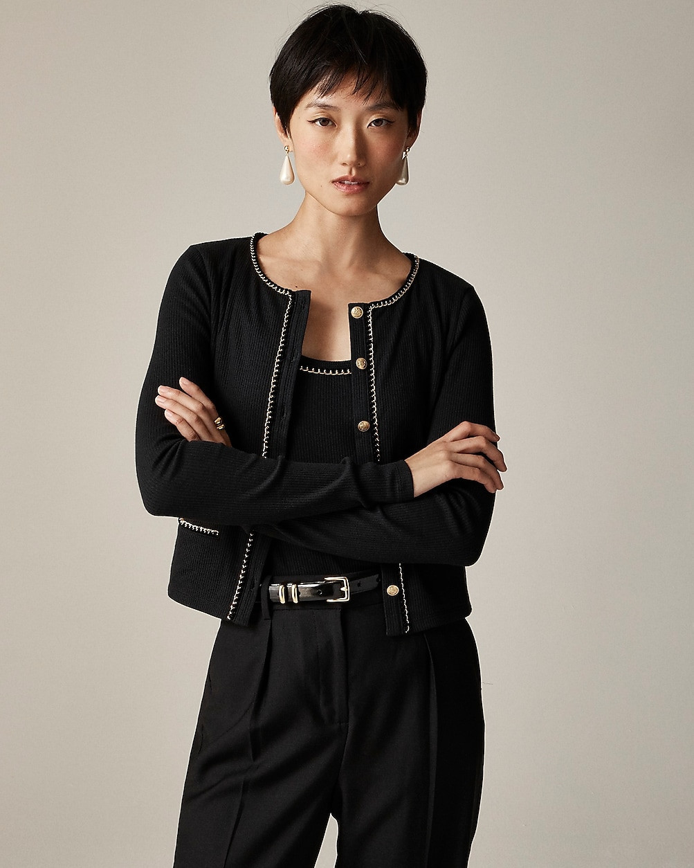 Vintage rib lady jacket with chain trim | J. Crew US