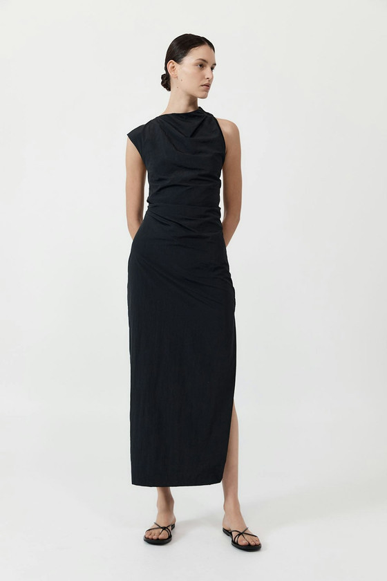 Asymm Tuck Dress - Black | The DOM (Australia & New Zealand)