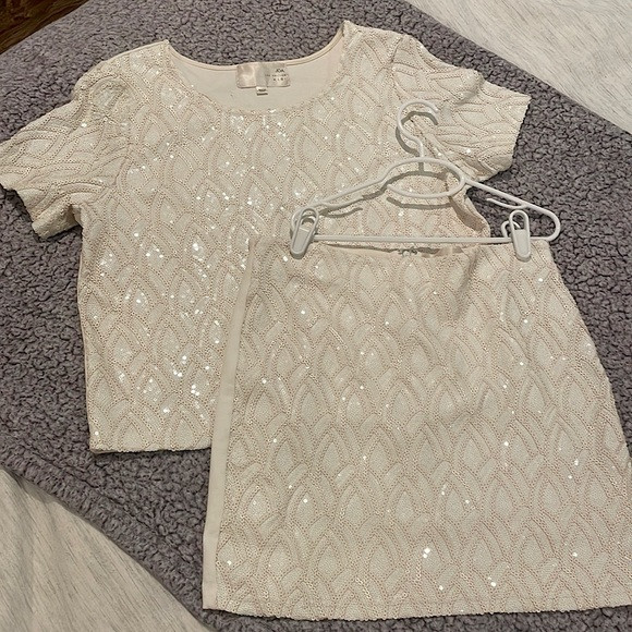 JOA Two Piece Ivory Sparkle Set | Poshmark