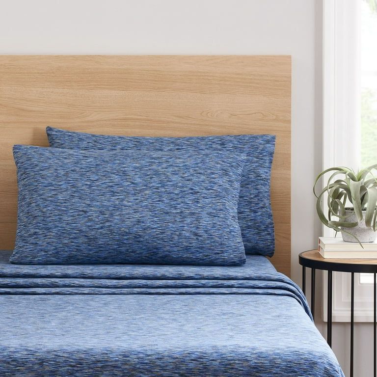 Mainstays Extra Soft Jersey Bed Sheet Set, Queen, Blue Crackle, 4 Pieces | Walmart (US)
