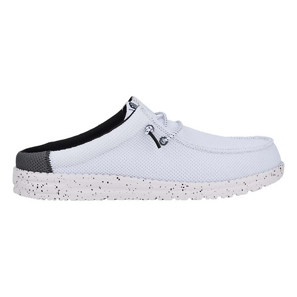 Men's HEYDUDE Wally Slip Varsity Casual Mules Regular 12 White Black | Scheels