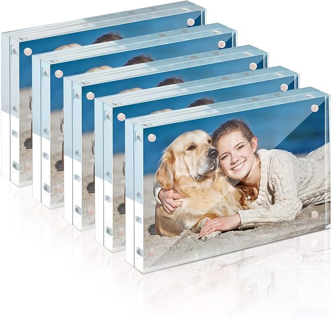 Picture Frame, TWING 4x6 Inch 5 Pack Acrylic Photo Frames Horizontal Magnet Double Sided Picture ... | Amazon (US)