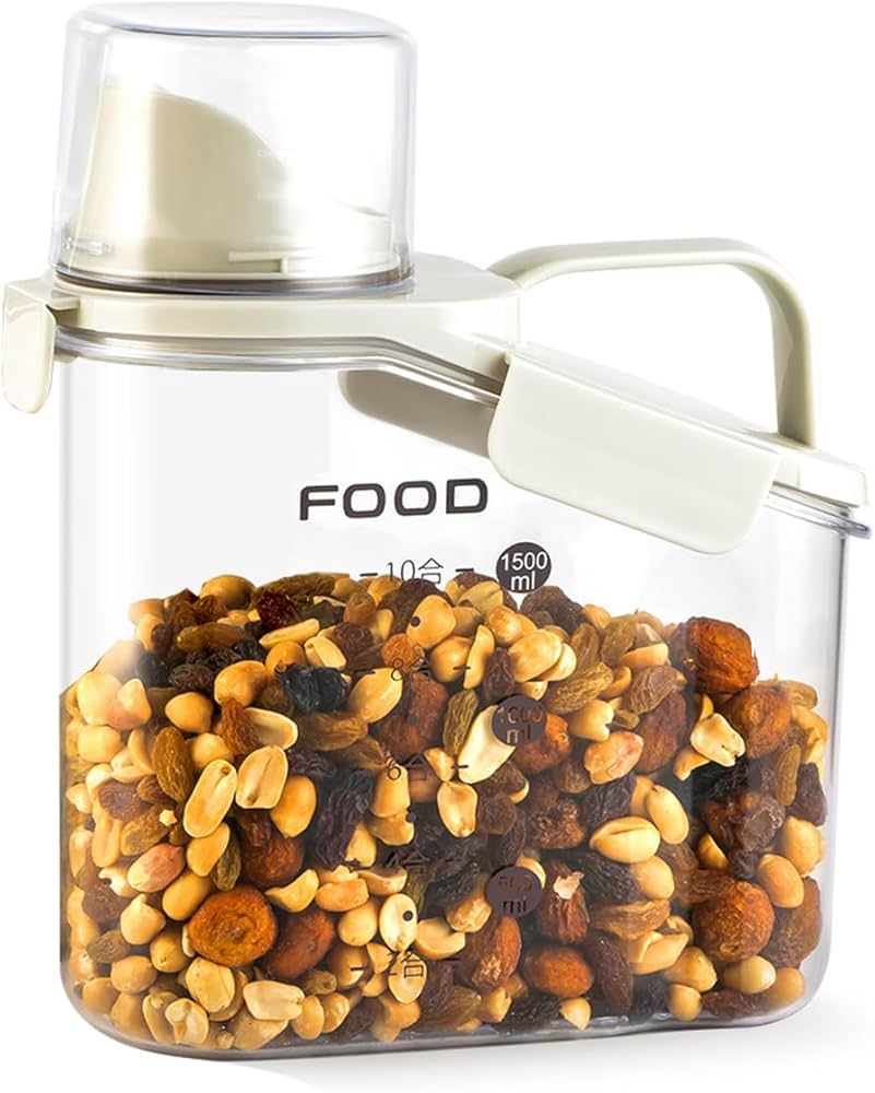 Cereal Containers Storage,1.5L Airtight Dry Food Storage Containers with Pouring Spout, Flour and... | Amazon (US)