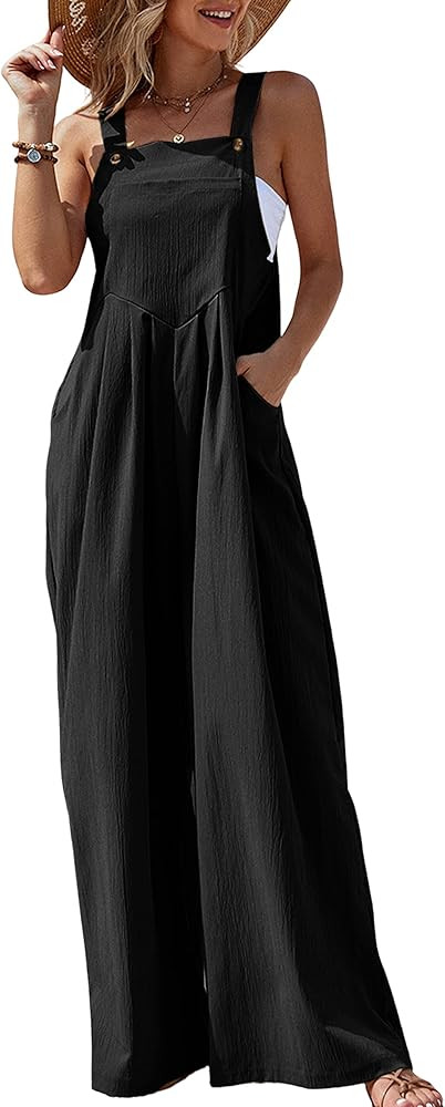 UANEO Overalls for Women Loose Fit Summer Wide Leg Jumpsuits Floral Boho Clothes | Amazon (US)