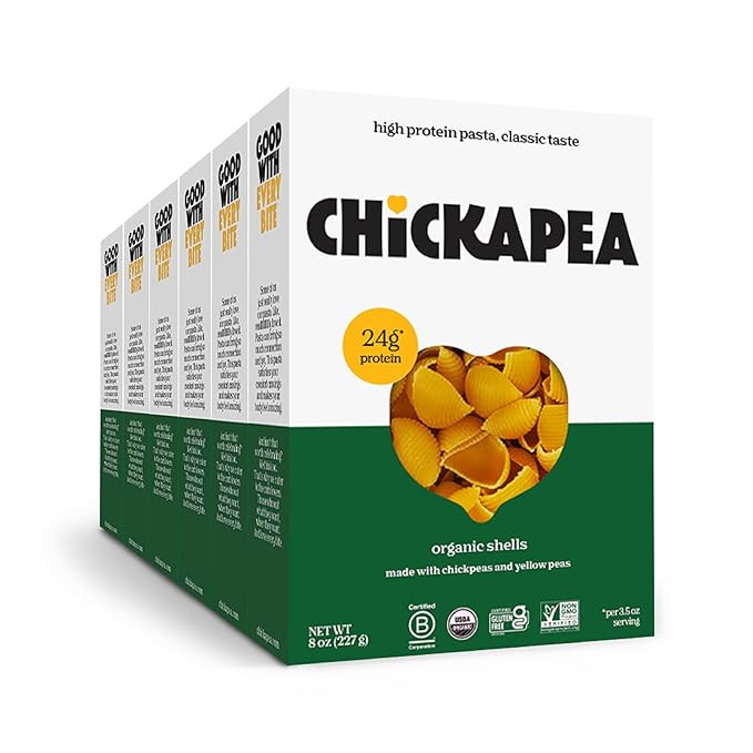 Chickapea Organic Chickpea Pasta - Shells - 8 oz (Pack of 6) | Amazon (US)
