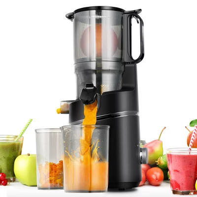Masticating  Juicer,5.3 in Cold Press Juicer with 250W Motor,Triple Filtration,Safety Lid Lock,1.8L Ccity,Fit for Whole Fruits & Vegetables,Black | Target