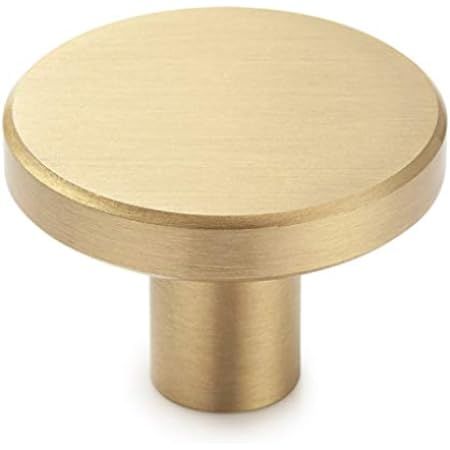 homdiy 10 Pack Brushed Brass Cabinet Knobs Round Brass Cabinet Knobs - 1.27 Inch Mushroom Gold Kitch | Amazon (US)