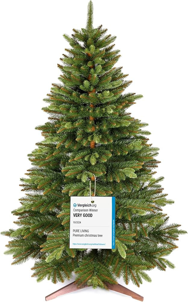Artificial Christmas Tree 7ft - Premium Realistic Artificial Christmas Tree Looks Real Wooden Sta... | Amazon (US)