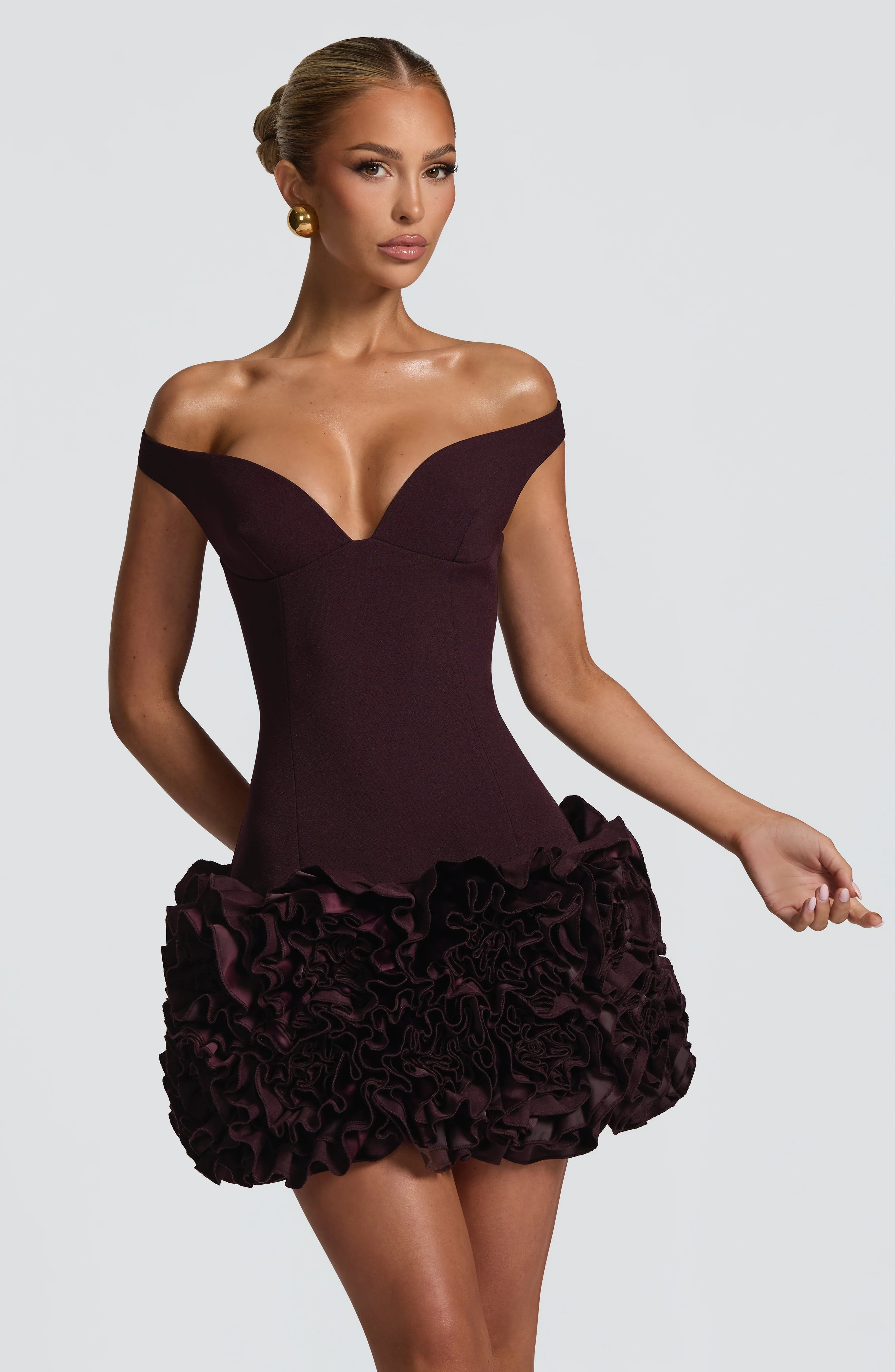 Aveta Mini Dress - Plum | Babyboo (global)