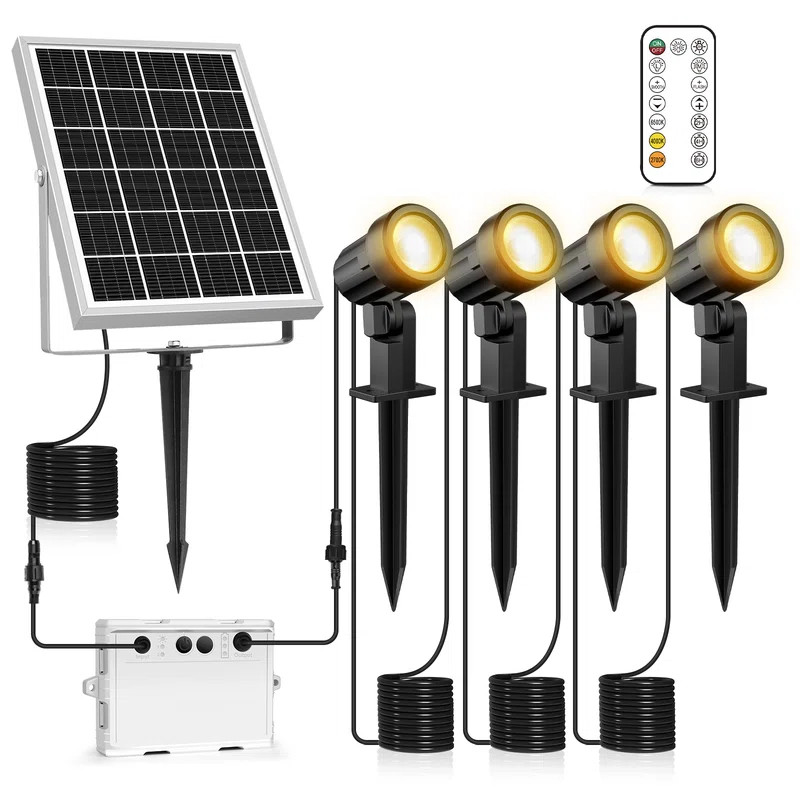HOME LIGHTING GALLERY INC. Black Low Voltage Solar Powered Integrated LED Spot Light (Set of 4) &... | Wayfair North America