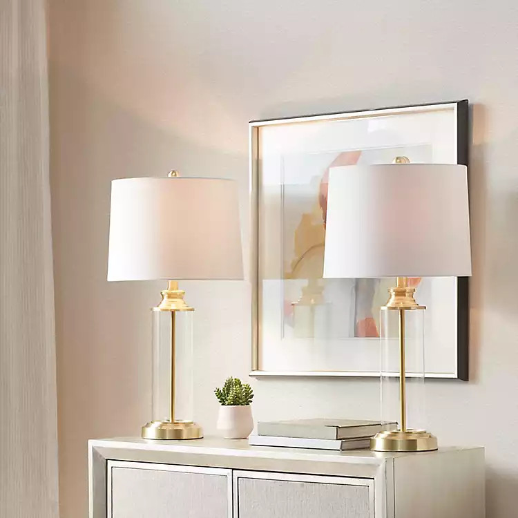 Clear Glass Base Gold Table Lamps, Set of 2 | Kirkland's Home