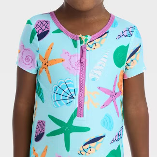 Toddler Girls' Seashell One Piece Swimsuit - Cat & Jack™ Blue | Target