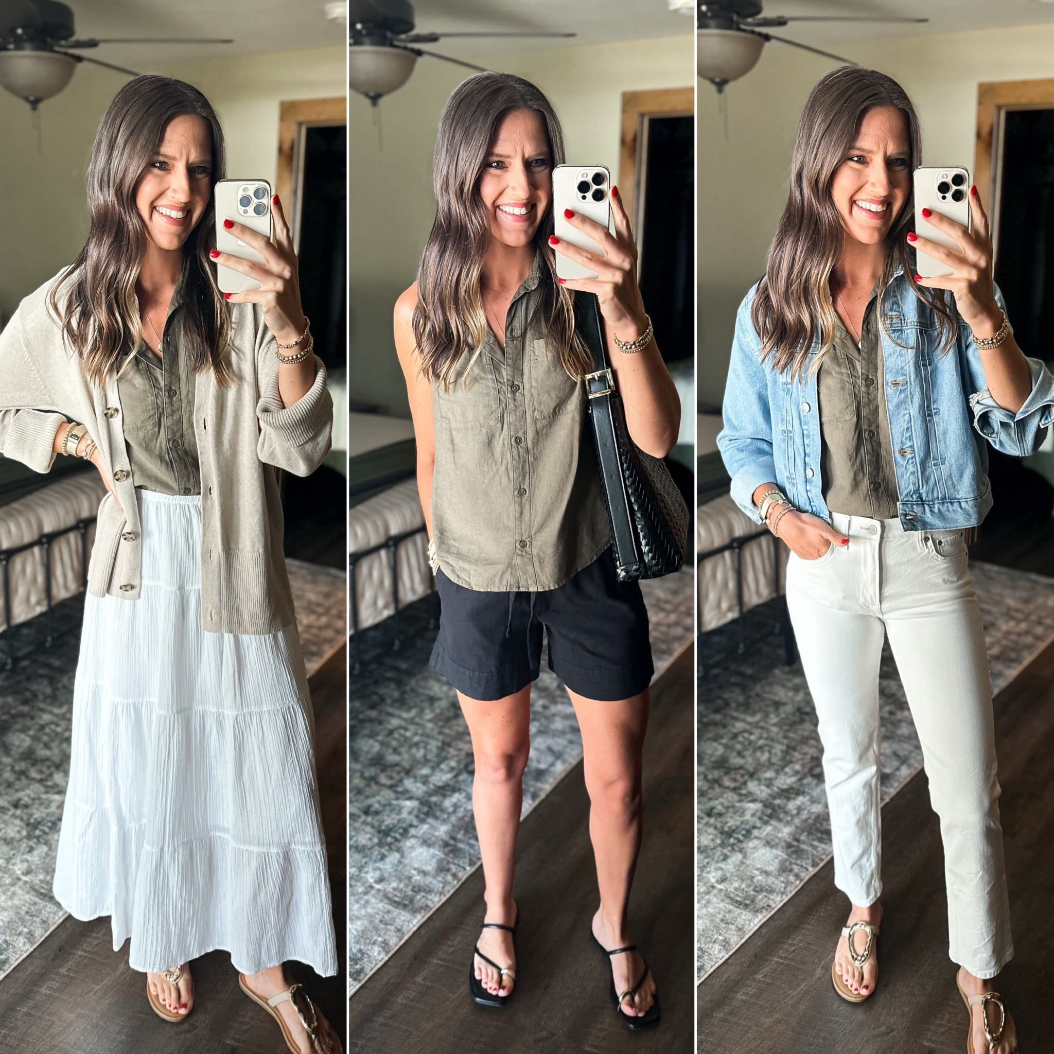 Summer Capsule Wardrobe - Green Linen Tank 

Tank (small) 
Linking similar cardigan 
Skirt (small) 
Shorts (size down, I’m in a xs) 
Denim jacket (small) 
White jeans (size 27) 


#LTKFindsUnder50 #LTKStyleTip #LTKFindsUnder100