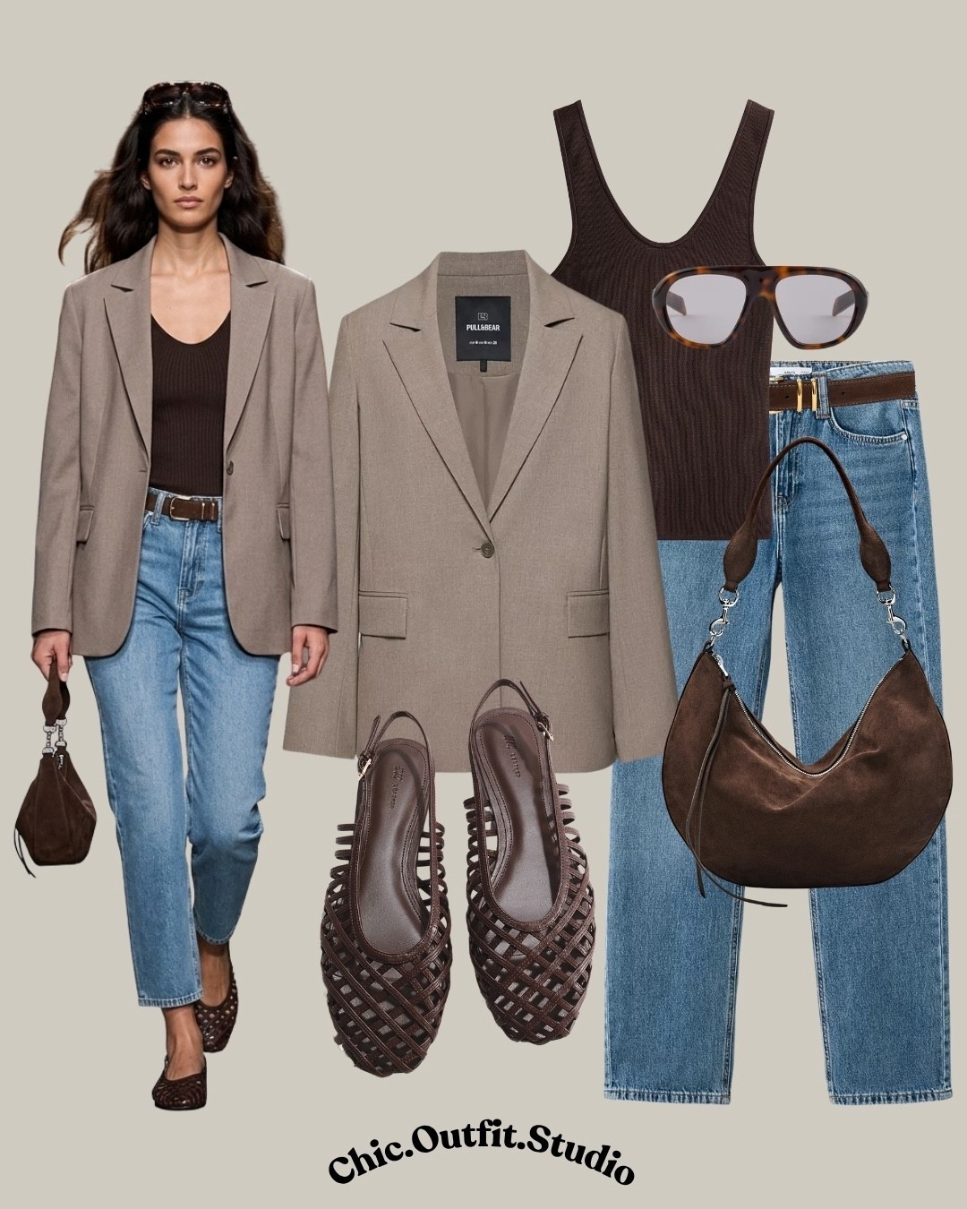 Taupe blazer + denim
✨A taupe blazer layered over a fitted brown tank top and classic blue jeans creates a timeless spring outfit that feels effortlessly polished. Styled with woven flats and warm-toned accessories, this look is perfect for work-from-café days, casual meetings, city strolls, or weekend lunches. Easy layering that blends structure with comfort for a modern transitional wardrobe.
✨Tags: taupe blazer outfit women, blazer with jeans outfit, spring smart casual outfit, everyday elevated outfit, European chic style, casual work outfit women, denim outfit ideas women, transitional weather outfit

#LTKuk #LTKstyletip #LTKspring
