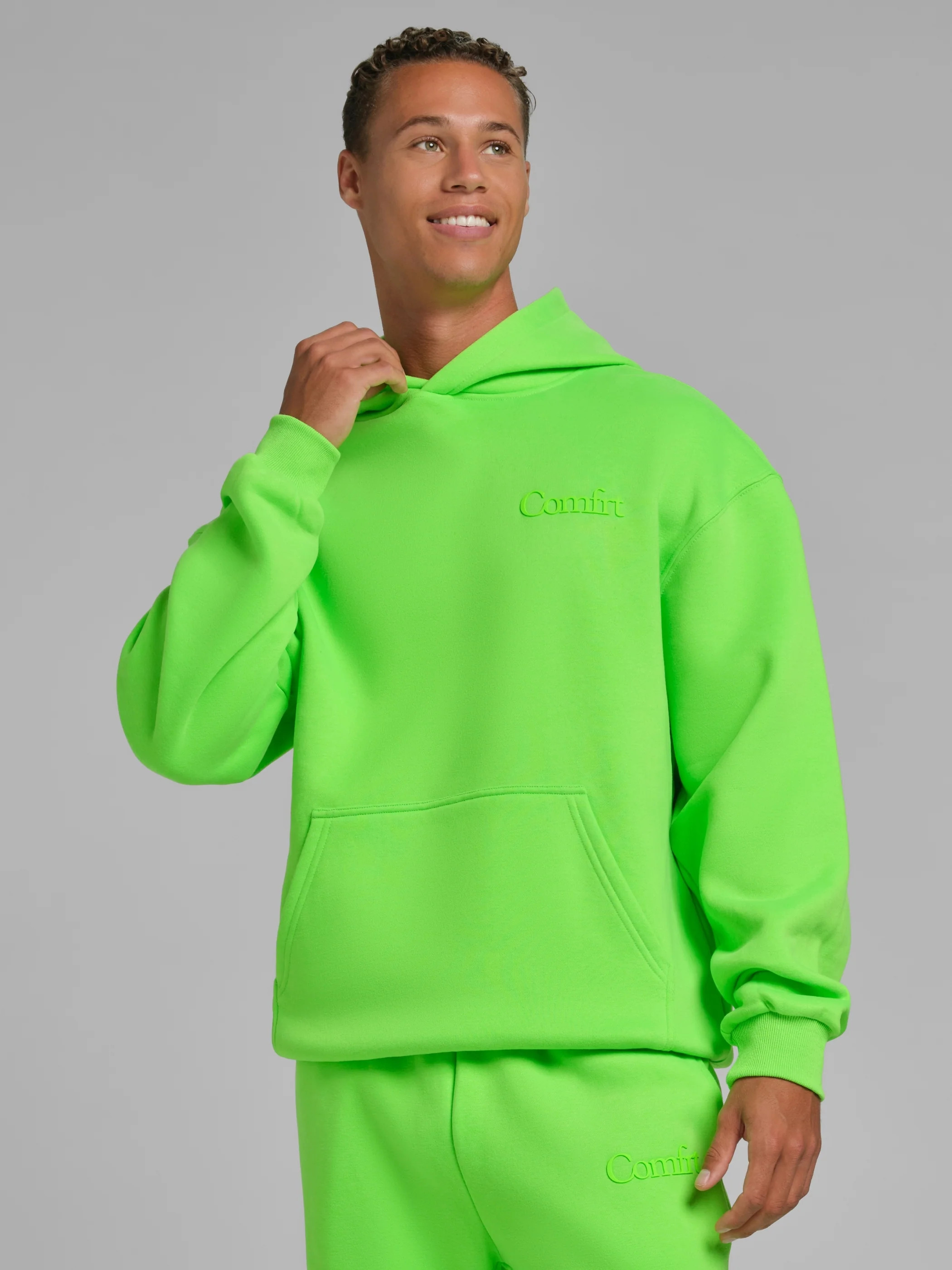 Comfrt Neon Minimalist Hoodie – Mega | Key Lime | L | Large | Comfrt