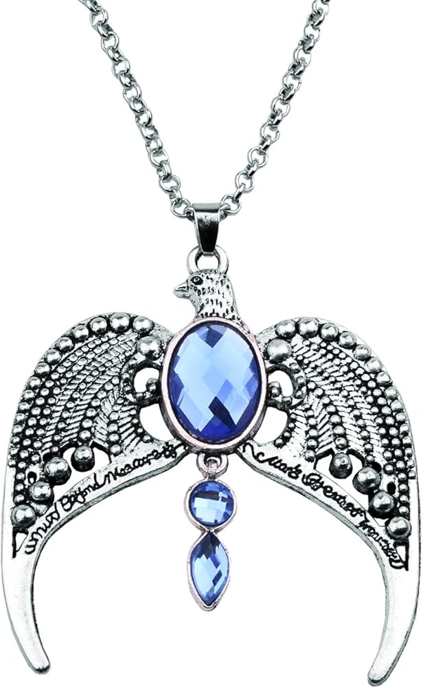 Vintage Ravenclaw Diadem Necklace Antique Silver Eagle Pendant with blue Accents | Amazon (US)