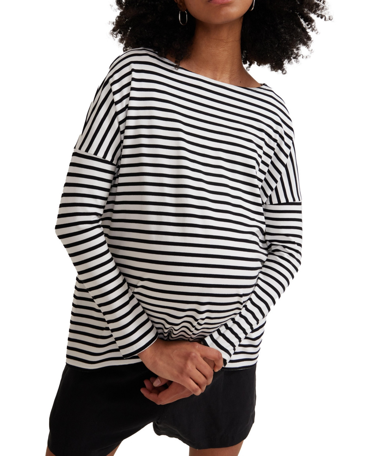 Hatch Collection The Longsleeve Maternity T-Shirt - Black/white stripe | Macy's