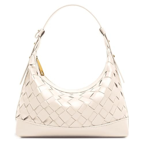 Joryin Woven Shoulder Bag for Women, Woven Purse Crossbody Bag Braided Handbag Top-Handle Vegan Leather Under Arm Bag, Beige | Amazon (US)