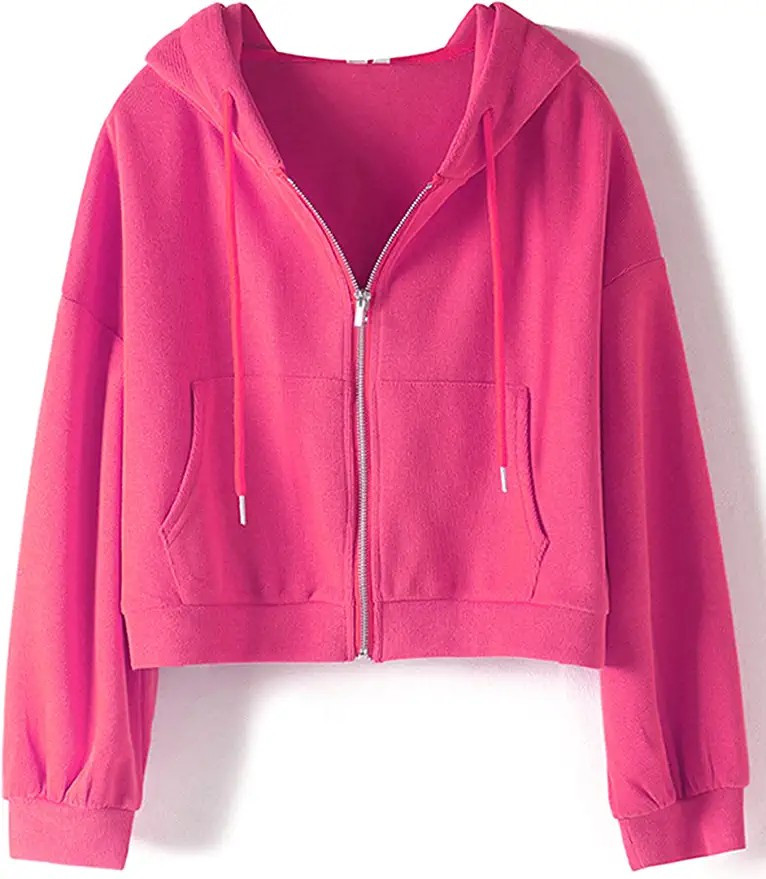 Hooever Womens Cute Workout Cropped Zip Up Drawstring Hoodie Sweatshirt Jacket (Green, XS) at Ama... | Amazon (US)