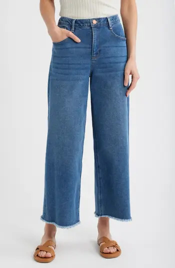 Wit & Wisdom Wyatt Skyrise Frayed High Waist Ankle Wide Leg Jeans | Nordstrom | Nordstrom
