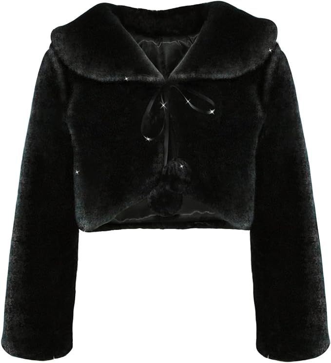 HCABL Girls Faux Fur Dress Coat Flower Girl Bolero Jacket Princess Cape Winter 1-10 | Amazon (US)