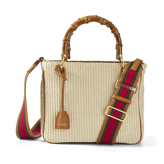 Bamboo Elisabetta Raffia Crossbody- Straw Bag  | Mark and Graham