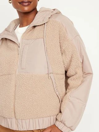 Hooded Sherpa Hybrid Jacket for Women | Old Navy (CA)