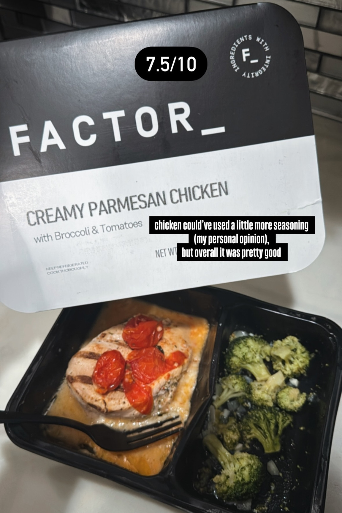 I’ve been eyeing Factor meals for a while now because of their convenience, and I finally decided to give it a try! My first box of 8 meals was free, and I only paid $10.99 for shipping. 
Kicking things off with meal #1: creamy Parmesan chicken with broccoli and tomatoes. I’d rate this a 7.5/10. The chicken could’ve used a bit more seasoning (just my personal preference), but overall, it was a solid start!

#LTKFitness #LTKGiftGuide